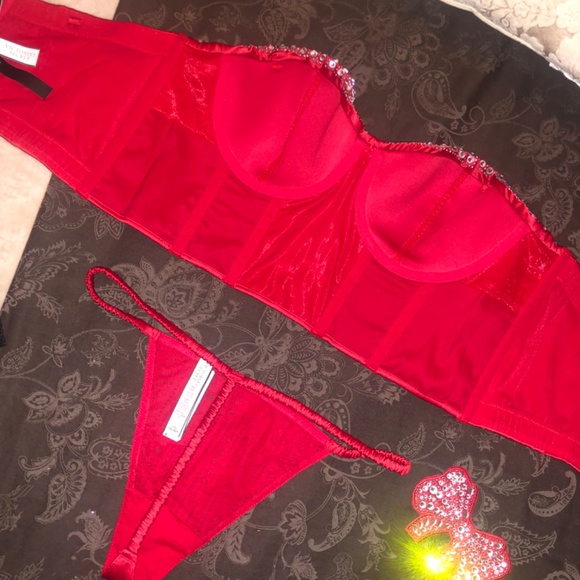 Victoria’s Secret Luxe Crystal Multi-Way Bustier / Thong -XL-NWT - Bow Detached - Picture 8 of 8